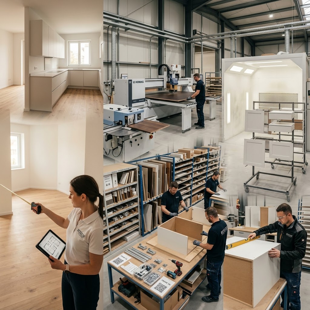 Распаковка производства «Эколюкс»: путь вашей кухни от замера до монтажа и контроль качества на каждом этапе