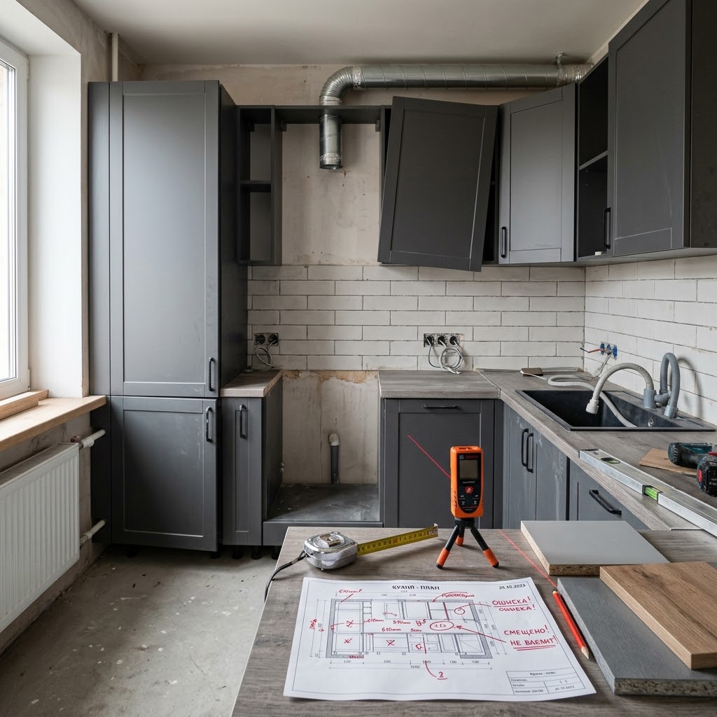 Кухня в новостройке: 12 типичных ошибок замеров и коммуникаций, из‑за которых потом «не встанет» мебель