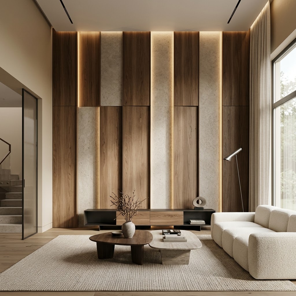 Стеновые панели в интерьере 2026: эффект «дорого» за счёт текстур, ритма и правильной подсветки